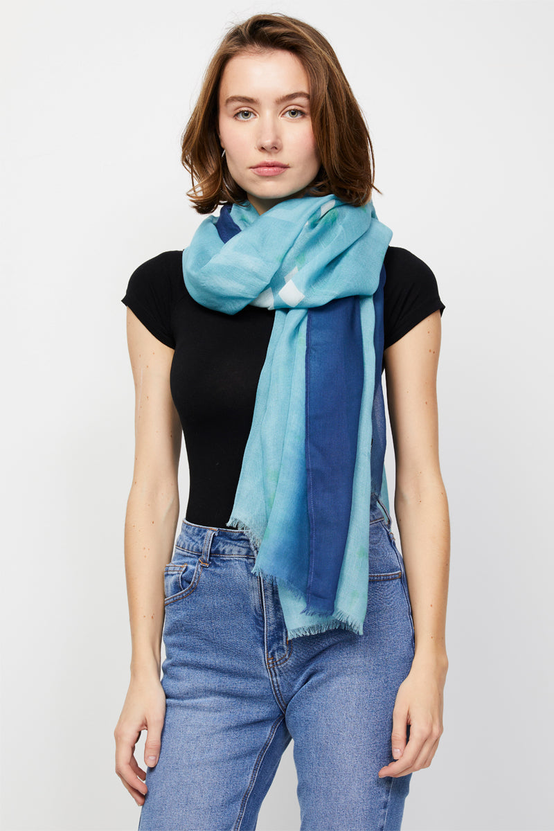 Foulard Tie And Dye Ciel Et Bleu Marine