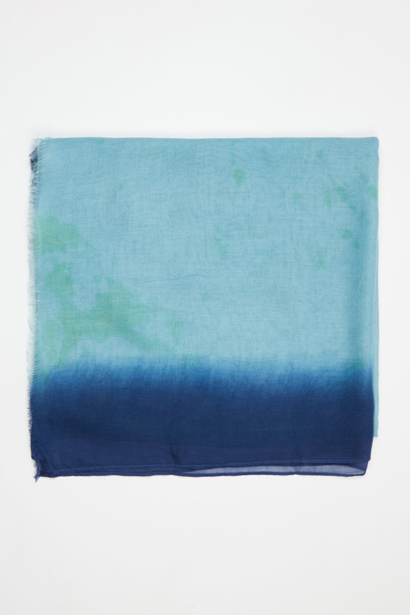 Foulard Tie And Dye Ciel Et Bleu Marine