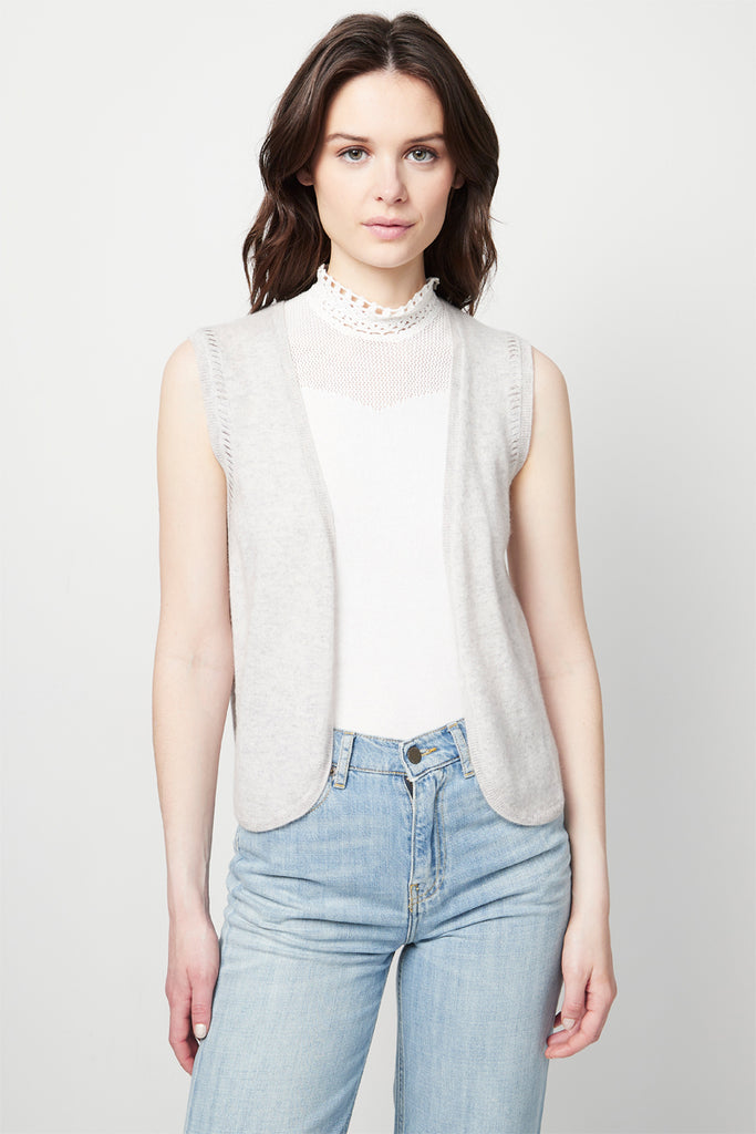 Berenice - Gilet Sans Manches En Cachemire Gris Chiné
