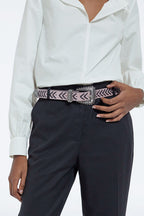 The Kooples - Ceinture En Cuir Rose Haute Finition Suédée - Femme