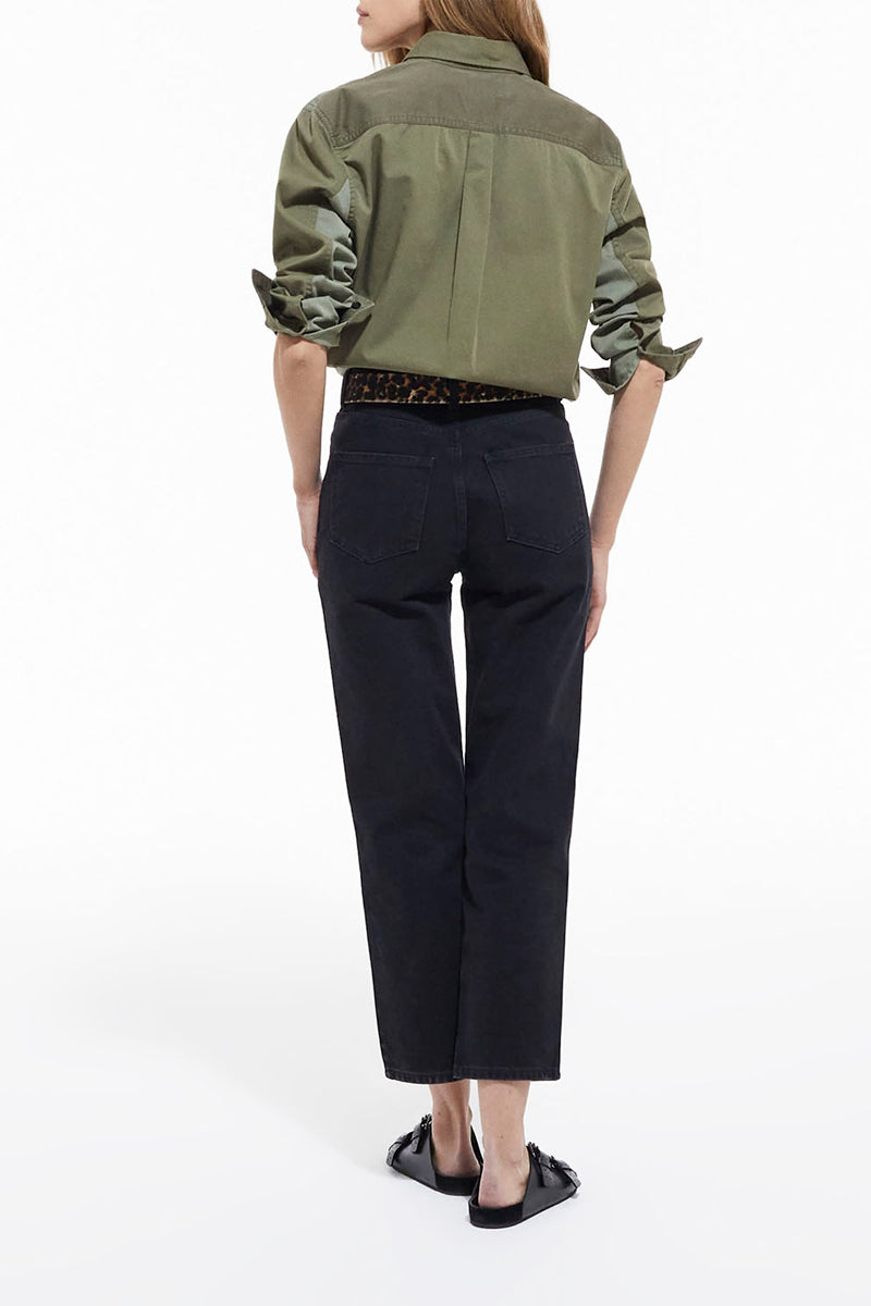 The Kooples - Chemise En Jeans Patchwork Kaki - Femme