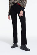 The Kooples - Pantalon Droit En Cuir Suédé Noir - Femme