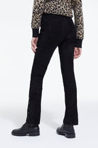 The Kooples - Pantalon Droit En Cuir Suédé Noir - Femme