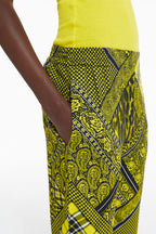 The Kooples - Pantalon Droit - Noir Et Vert Citron - Femme