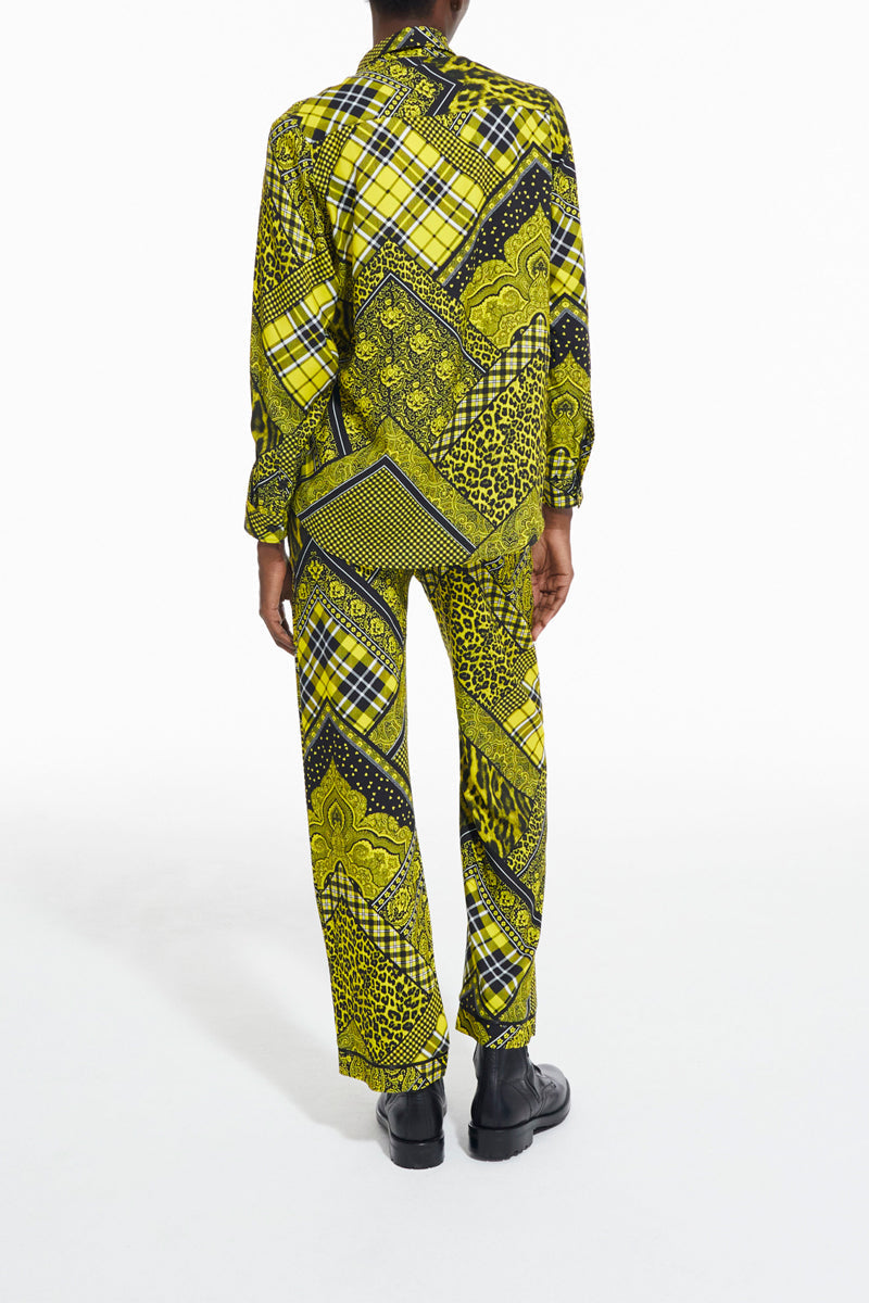 The Kooples - Pantalon Droit - Noir Et Vert Citron - Femme