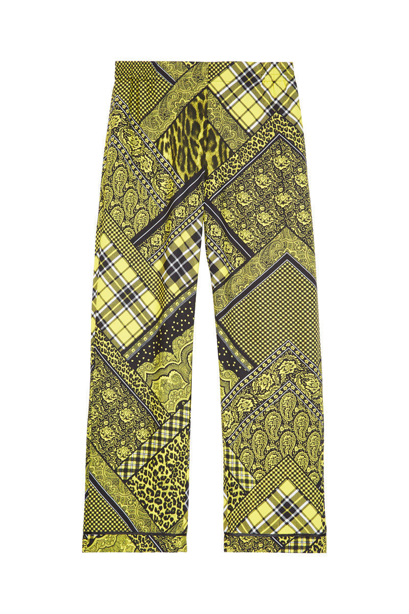 The Kooples - Pantalon Droit - Noir Et Vert Citron - Femme