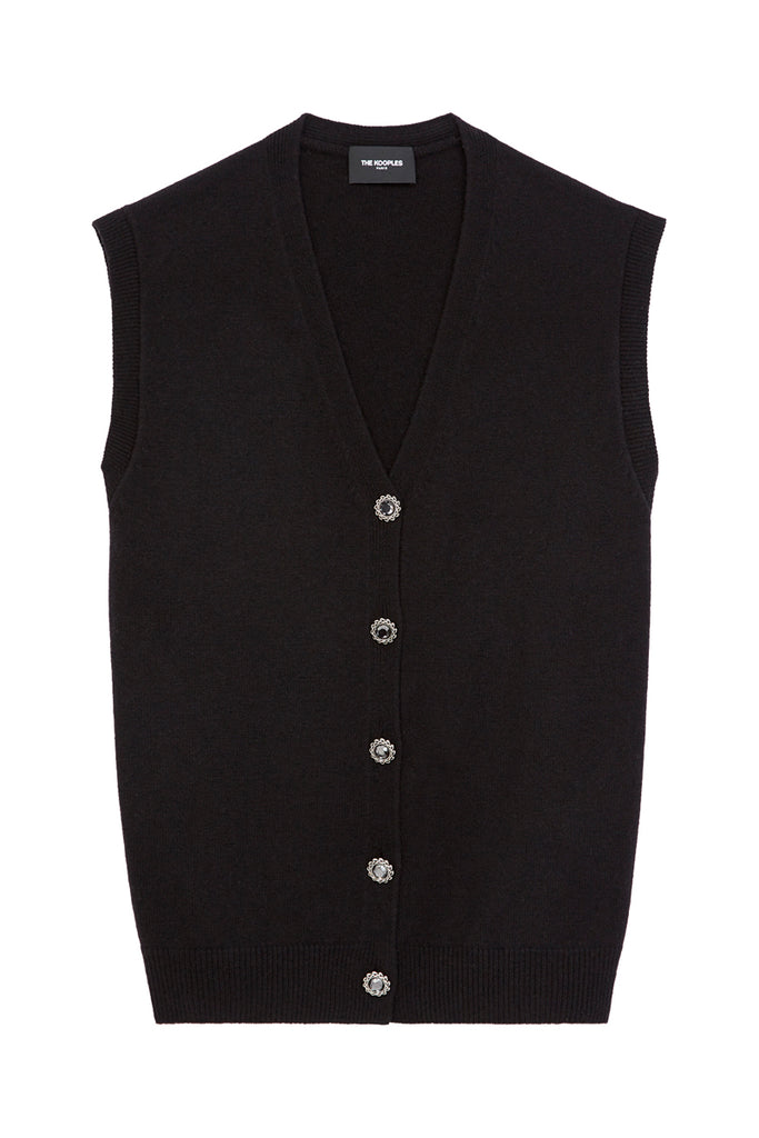 The Kooples - Cardigan Laine S/Manches Boutons Bijoux - Femme
