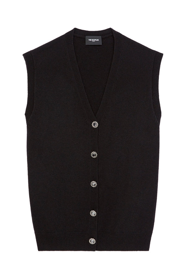 The Kooples - Cardigan Laine S/Manches Boutons Bijoux - Femme