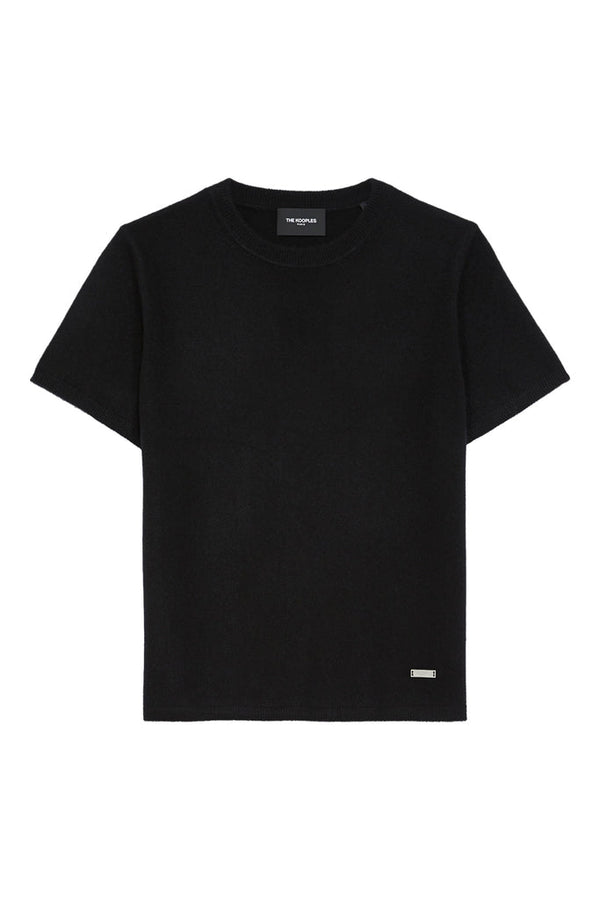 The Kooples - Pull Cachemire Noir À Manches Courtes - Femme