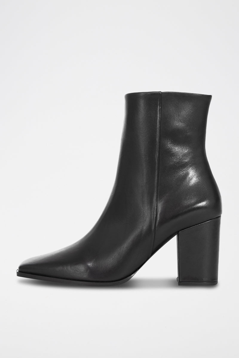 The Kooples - Bottines Noires À Talons À Bout Carré - Femme