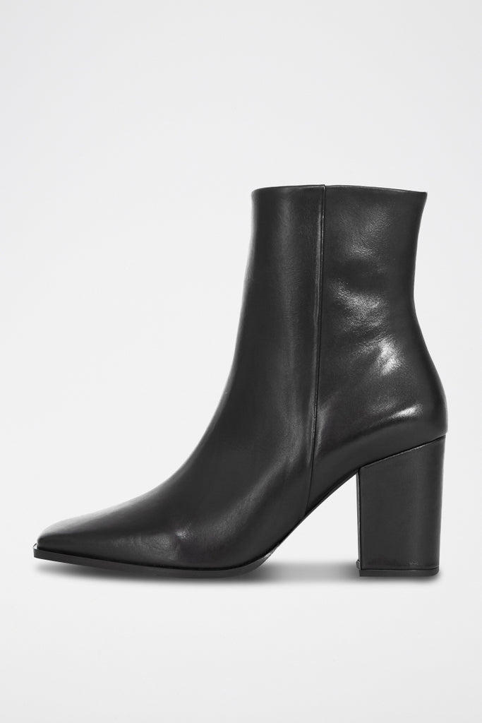 The Kooples - Bottines Noires À Talons À Bout Carré - Femme