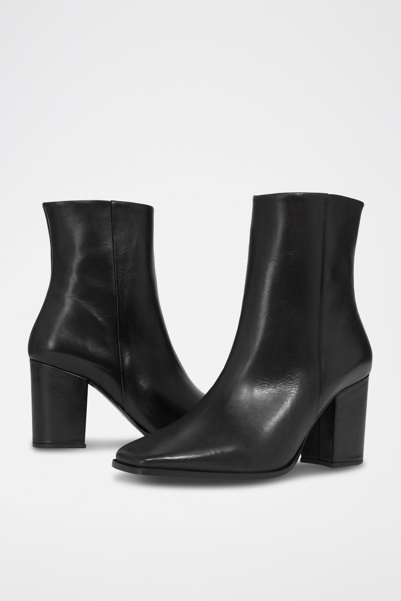 The Kooples - Bottines Noires À Talons À Bout Carré - Femme