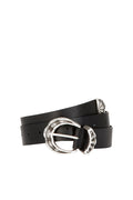 The Kooples - Ceinture Cuir Fine Noire Détail Argenté - Femme