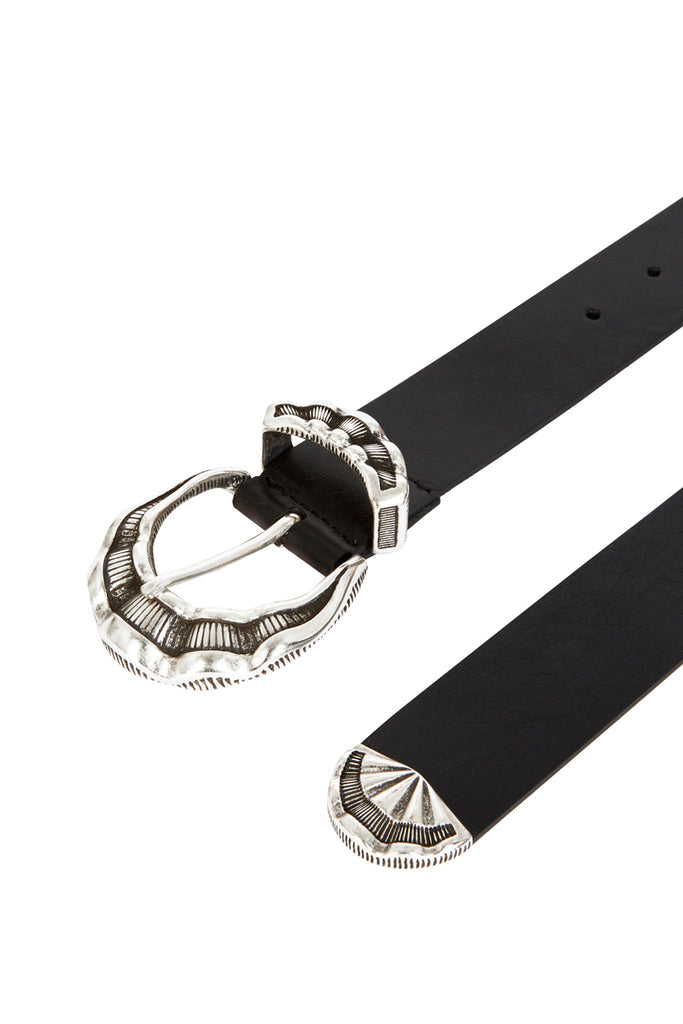 The Kooples - Ceinture Cuir Fine Noire Détail Argenté - Femme