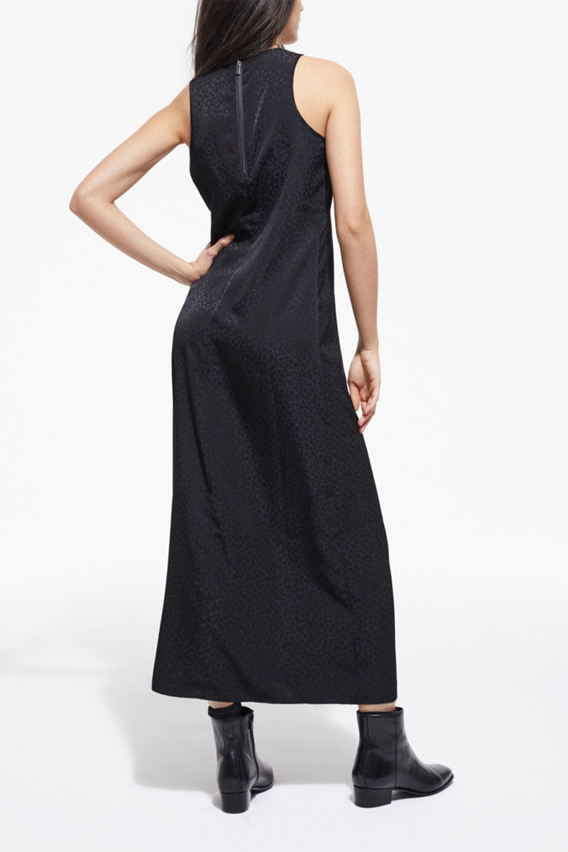 The Kooples - Robe Longue Léopard Noire - Femme