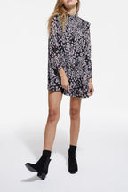 The Kooples - Robe Trapèze - Noir Et Rose - Femme