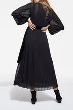 The Kooples - Robe Plissée - Noir - Femme