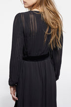 The Kooples - Robe Plissée - Noir - Femme