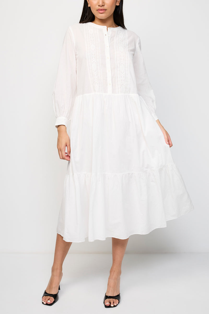 The Kooples - Robe Longue Voile De Coton Broderie Navajo - Femme