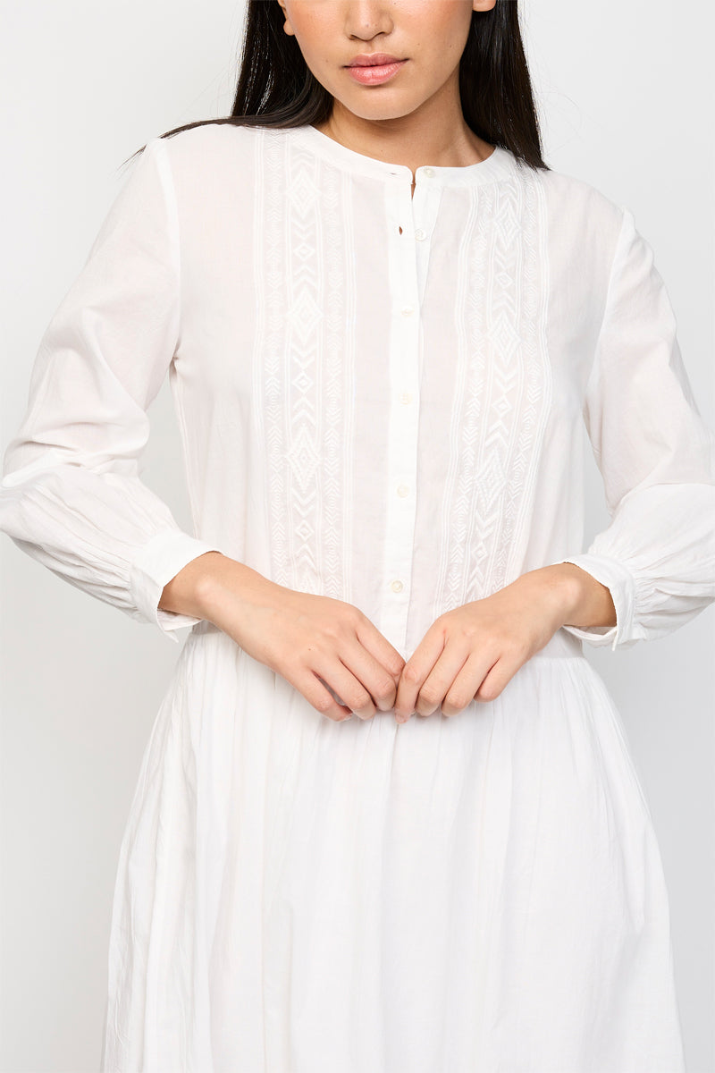 The Kooples - Robe Longue Voile De Coton Broderie Navajo - Femme