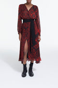 The Kooples - Robe Longue Imprimée Rouge - Femme