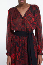The Kooples - Robe Longue Imprimée Rouge - Femme