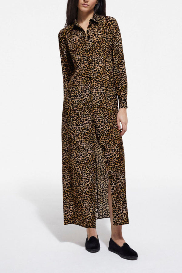 The Kooples - Robe Chemise En Soie - Camel Et Noir - Femme