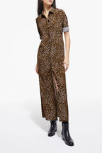 The Kooples - Robe Longue En Soie Léopard - Femme