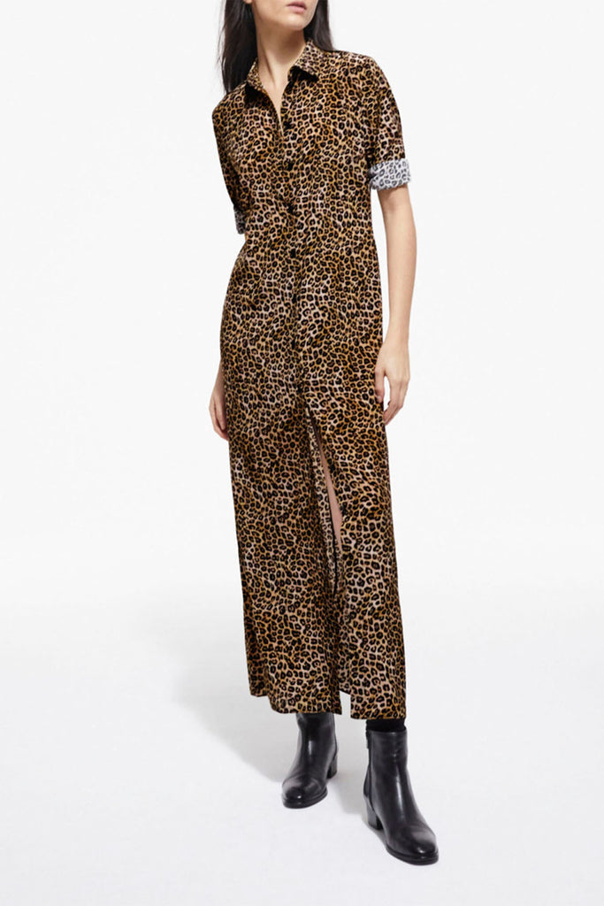 The Kooples - Robe Longue En Soie Léopard - Femme