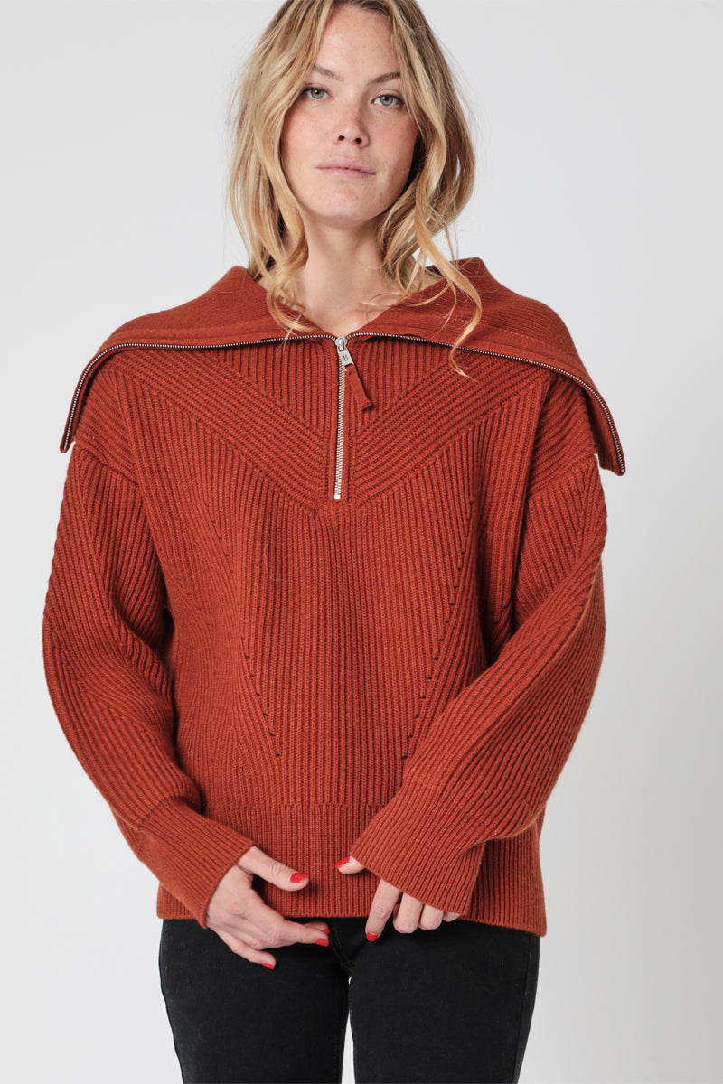Pull En Laine Et Cachemire Terracotta