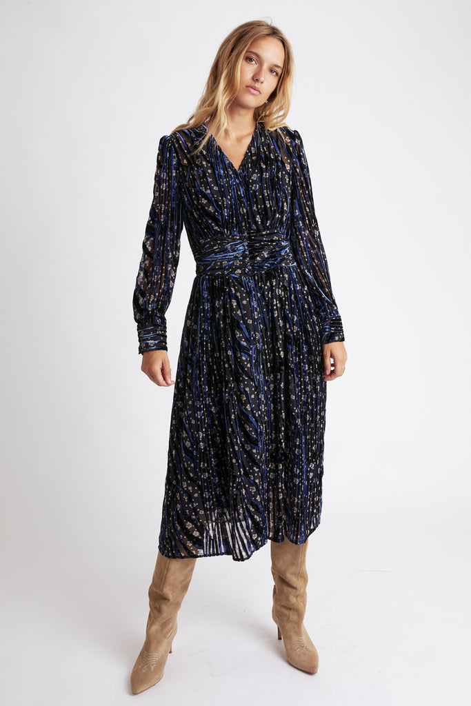 Berenice - Robe Midi Bleu Nuit
