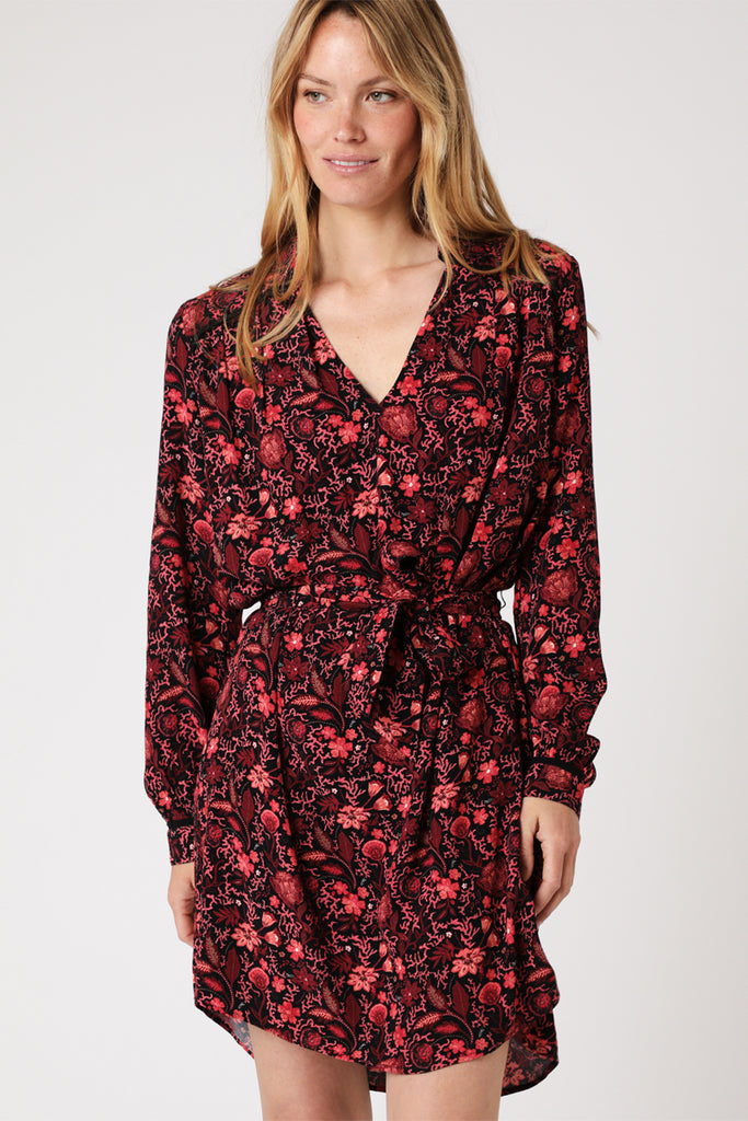 Berenice - Robe Patineuse Noir Et Rouge