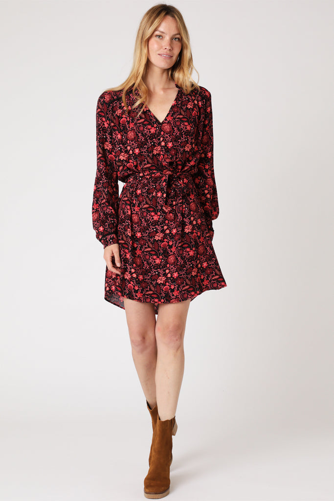 Berenice - Robe Patineuse Noir Et Rouge