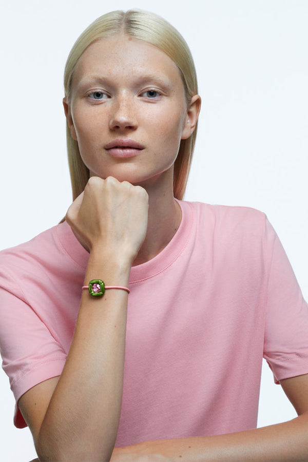 Swarovski - Bracelet Orné De Cristaux Swarovski Dulcis - Rose Et Vert