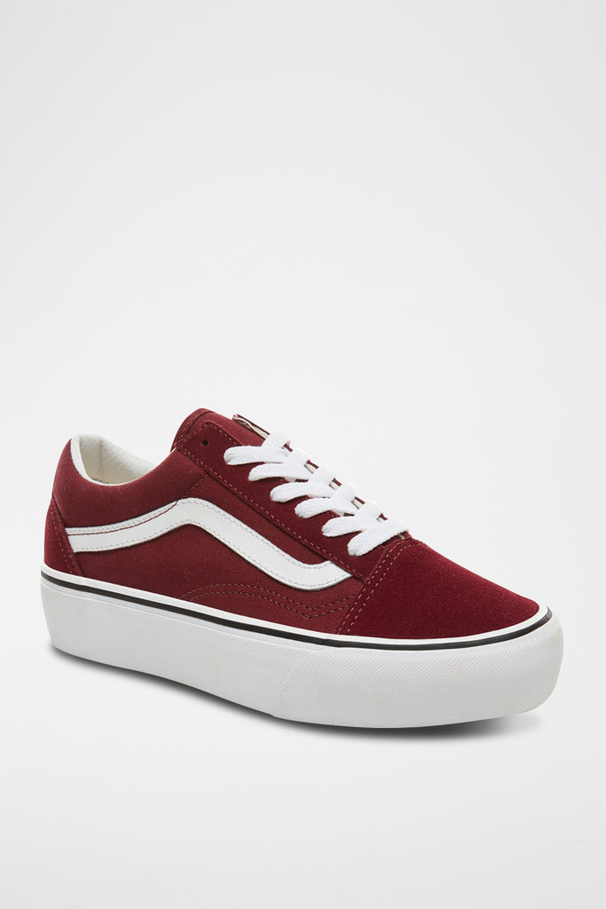 Baskets Plateformes En Cuir Old Skool Platform - Bordeaux - Mixte