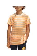 Scotch & Soda - T-Shirt Rayé Ecru Et Orange - Enfant
