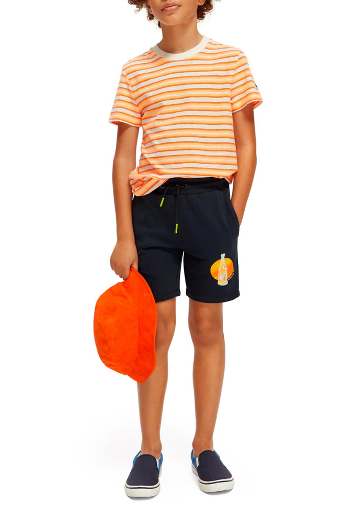 Scotch & Soda - T-Shirt Rayé Ecru Et Orange - Enfant