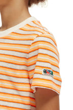 Scotch & Soda - T-Shirt Rayé Ecru Et Orange - Enfant
