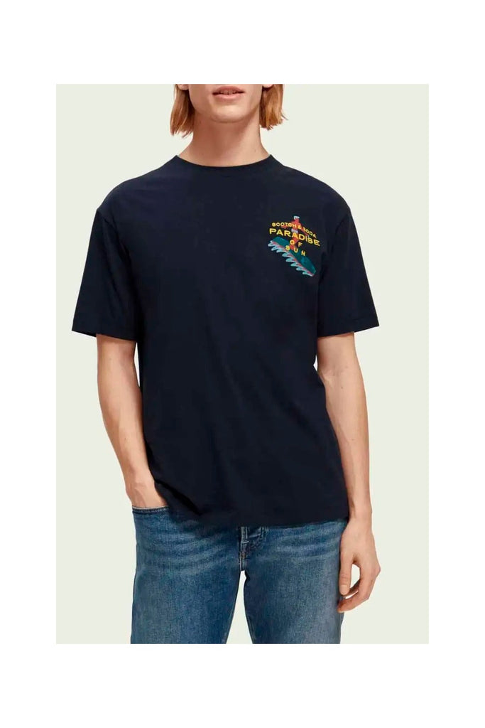Scotch & Soda - T-Shirt En Coton Biologique Bleu - Homme