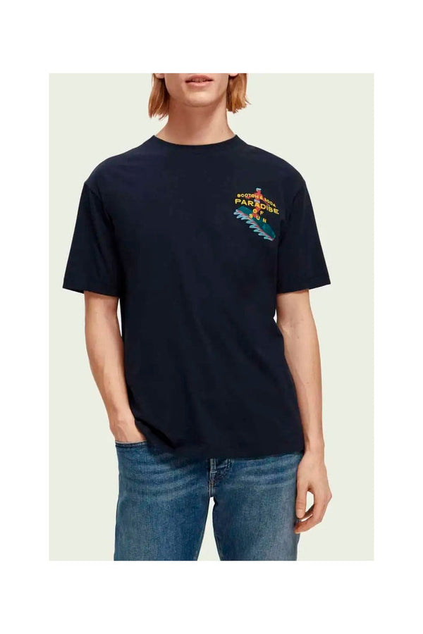 Scotch & Soda - T-Shirt En Coton Biologique Bleu - Homme
