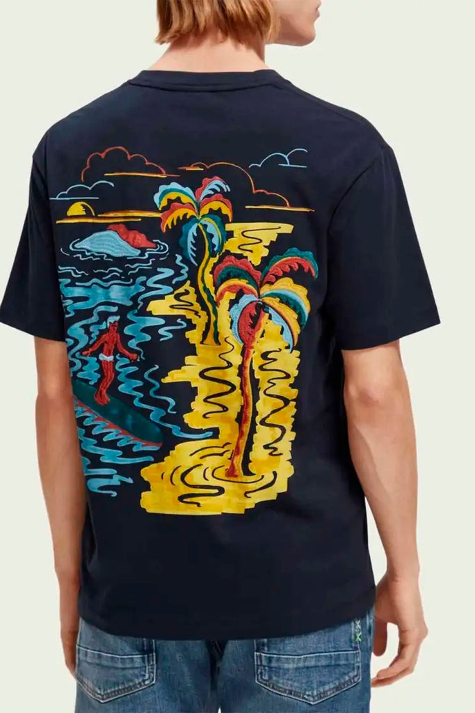 Scotch & Soda - T-Shirt En Coton Biologique Bleu - Homme