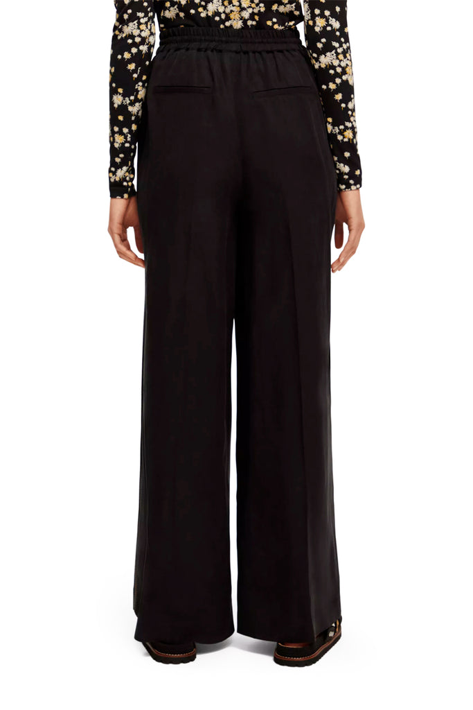 Scotch & Soda - Pantalon Wide Legs En Lin Noir - Femme