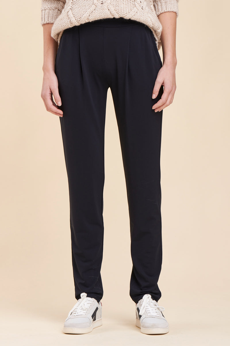 Pantalon Cigarette Taille Haute Mirina - Bleu Marine