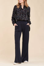 Pantalon Wide Legs Taille Haute Mouna - Bleu Marine