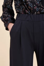 Pantalon Wide Legs Taille Haute Mouna - Bleu Marine