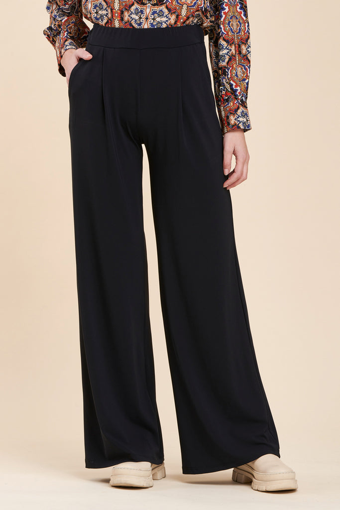 La Fée Maraboutée - Pantalon Wide Legs Taille Haute Mouna - Noir