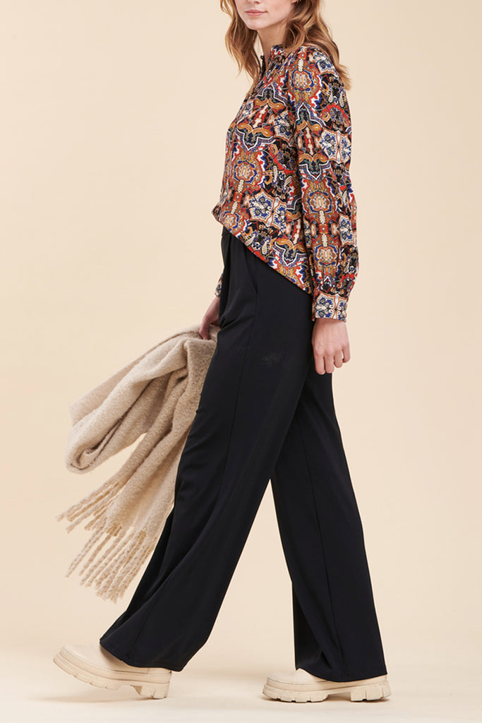 La Fée Maraboutée - Pantalon Wide Legs Taille Haute Mouna - Noir