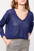 Pull En Lin Pasti Bleu Nuit