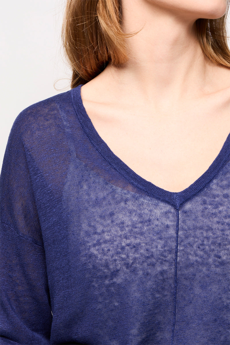 Pull En Lin Pasti Bleu Nuit