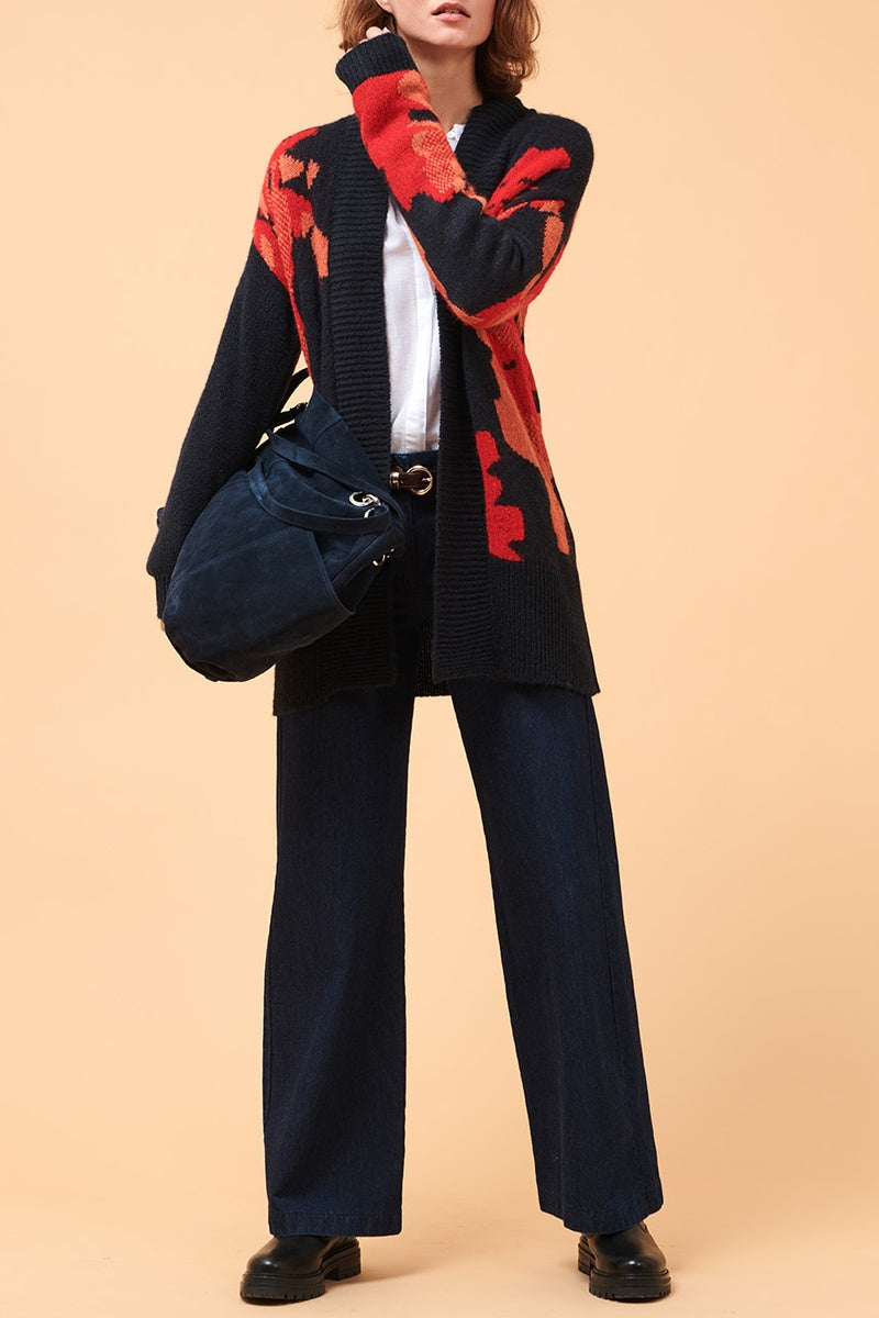 Gilet Long Cachi Bleu Nuit